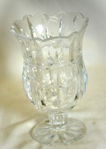 Block Crystal Tulip Garden Vase Hurricane Candle Holder Footed - $29.69