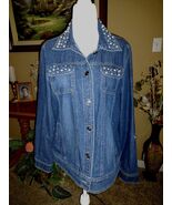 Keren Hart Jacket Women&#39;s Denim Faux Pearls &amp; Rhinestone Retro Medium  - $18.95