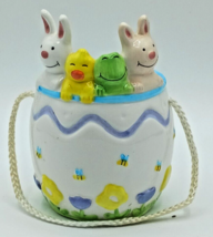 Hallmark Gourmet Gifts Ceramic Egg Basket Rabbit Frog Chick Spring Easter - £13.97 GBP