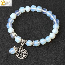 Natural Stone Bracelet Amethysts Crystal Bracelets Gem Beaded Tree of Life Prote - £14.18 GBP