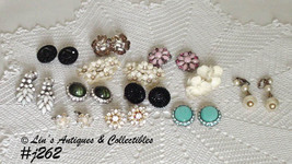 Lot of One Dozen Vintage Clip Earrings Some Signed (#J262) - £40.59 GBP