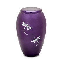 Large/Adult 210 Cubic Inches Aluminum/Mother of Pearl Dragonfly Cremation Urn - £143.35 GBP