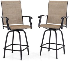 PHI VILLA Patio Swivel Bar Stools Set of 2, Outdoor Bar Height Patio Stools &amp; - £165.76 GBP