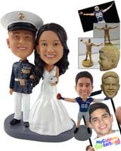 Personalized Bobblehead Navy Officer Wearing His Uniform With His Wife Wearing A - £124.69 GBP