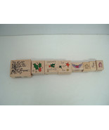 Holiday themed rubber stamp 8 mixed lot wood mounted gingerbread man can... - £15.53 GBP