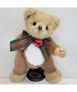 BEARINGTON COLLECTION Christmas Bear Plaid Ribbon Bow Tie Jingle Bell W/... - $20.58