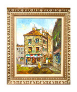 Untitled (Old City Scene) Vibrant Oil Painting on Canvas Framed 27&quot;x23&quot; - $7,072.29 MXN