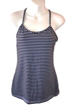 Lululemon Shirt Black Periwinkle Striped Athletic Tank Top Size 8 - $22.22