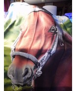 Soft Fleece Brown Horse&#39;s Head Throw/Blanket (50x65) New!  #B321 - £15.23 GBP
