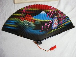 Vintage Handmade 1950&#39;s Japanese Decorative Hand Fan Bamboo &amp; Rice Paper... - $1,470.10 MXN