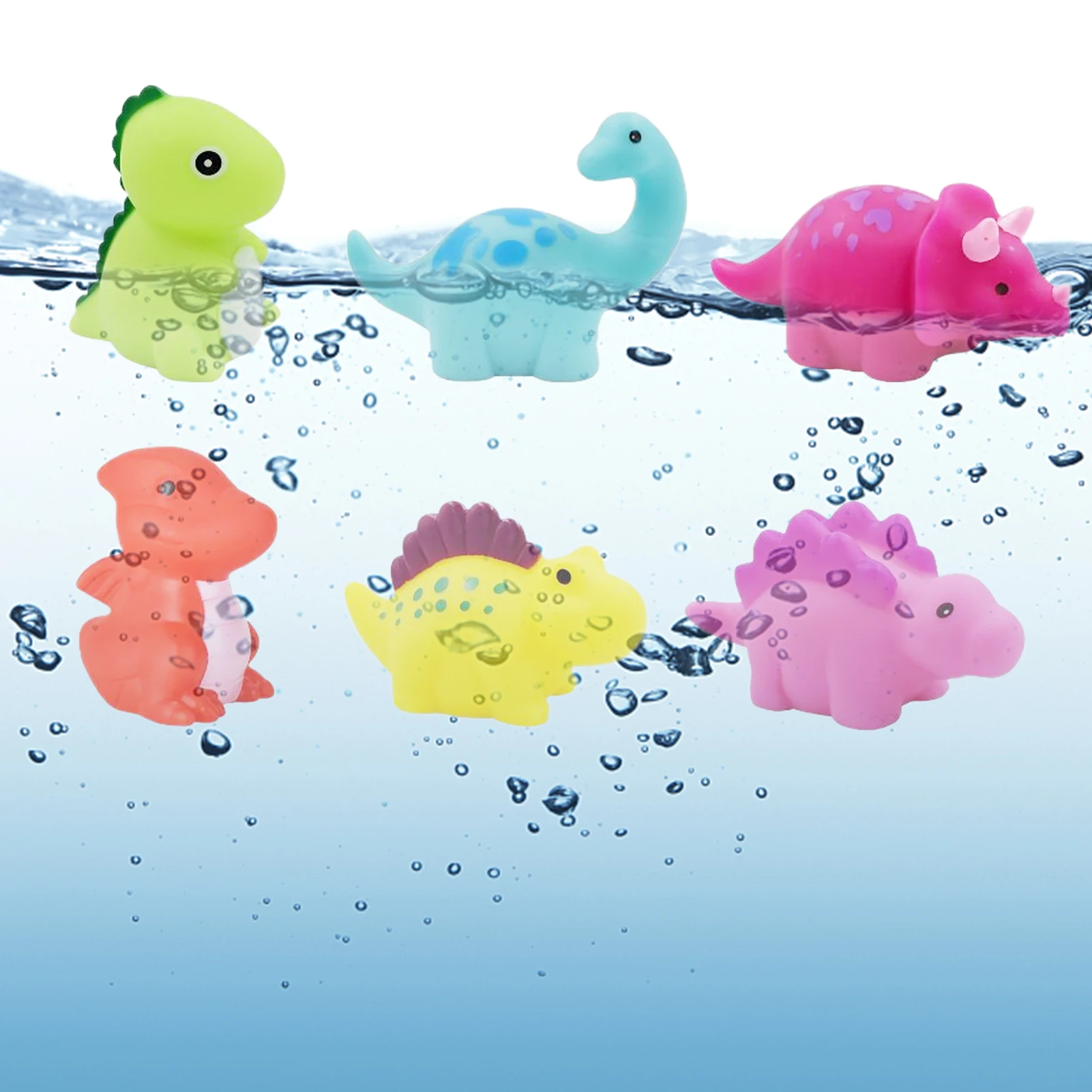 6pcs LED Light Up Cute Dinosaur Cartoon Swimming Pool Shower Gift Birthday Baby - £18.72 GBP