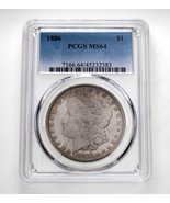 1886 $1 Morgan Dollar Graded By PCGS As MS64 Cool Reverse Toning! - $4,100.27 MXN