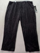 Onque Casuals Sweatpants Womens 3X Black Velour Cotton Elastic Waist Drawstring - £15.93 GBP