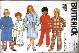 Girls &amp; Boys Robe, Top &amp; Pants Vtg Butterick Pattern 6974 Sizes 4-6 Uncut - £9.59 GBP