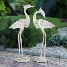 SPI Home Set of 2 Courting Egret Cast Aluminum Indoor Outdoor Statues - £146.91 GBP