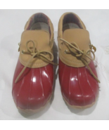 Women&#39;s Sporto Red &amp; Beige Duck Rain Shoes Sz 9M - £16.93 GBP