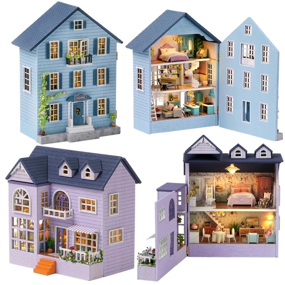 DIY Wooden Miniature Building Kit Doll Houses With Furniture Light Molan Casa - £25.40 GBP+