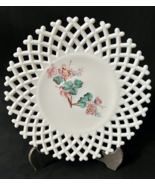 Antique EAPG Challinor Taylor Milk Glass Cherry Blossom Open Lattice Lace - $577.37 MXN