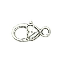 6 Antiqued Silver Heart Lobster Bead Beading 21x12.5mm Clasps Connector Findings - £4.65 GBP