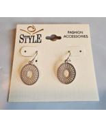 Style Brand French Wire Dangle Earrings Gold Tone Thin Filigree Oval Web... - $13.92