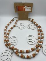 1x Pumpkins 6ft Garland Wooden Beads Halloween White Orange Beige Bs274 - $1.37 CAD