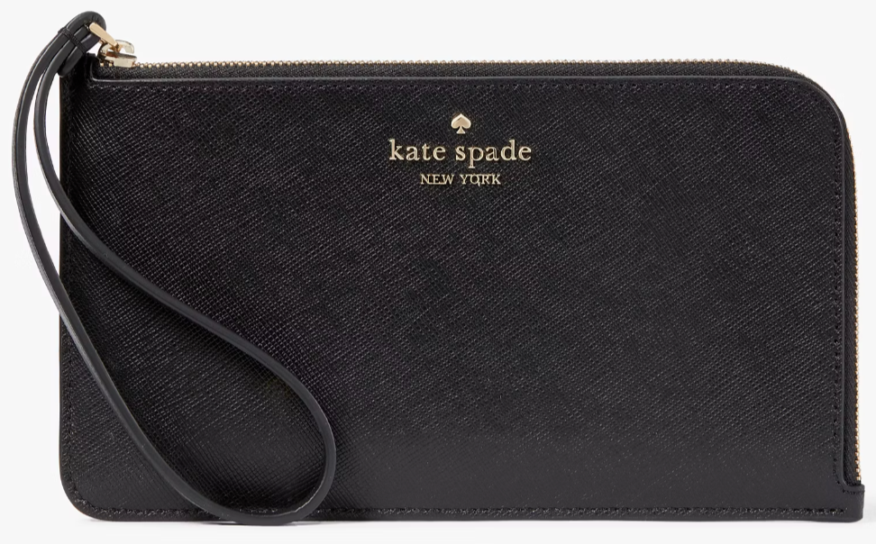 Kate Spade Lucy Black Leather Medium L-Zip Wristlet KE546 Wallet NWT $139 MSRP