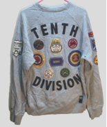 10.Deep Vintage 90s 10th Division Rifle Patch Raglan Mighty Gray Sweatsh... - $39.59