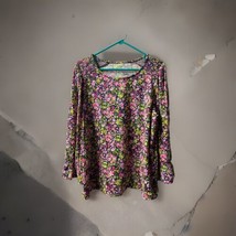 Crown &amp; Ivy Long Bell Sleeve Top Womens Size XL Pink Floral Print Round Neck - £11.58 GBP