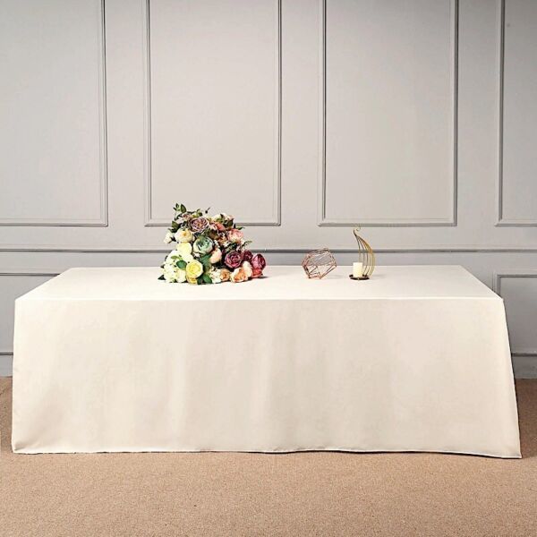 Beige Polyester 90X156"" Rectangle Tablecloths Wedding Party Home Linens Sale Gi