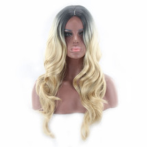 Heat Resistant Synthetic Hair None Lace Wigs Ombre Black to Blond Body Wave 24in - $13.00