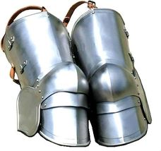 R.K GLOCAL ENTERPRISES Medieval Knight Leg Guard Set LARP Armor Silver - £93.62 GBP