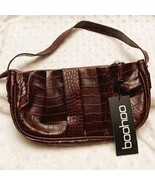 BooHoo Burgundy Croc Pleated Faux Leather Underarm Bag- NEW, W/TAGS - $14.80