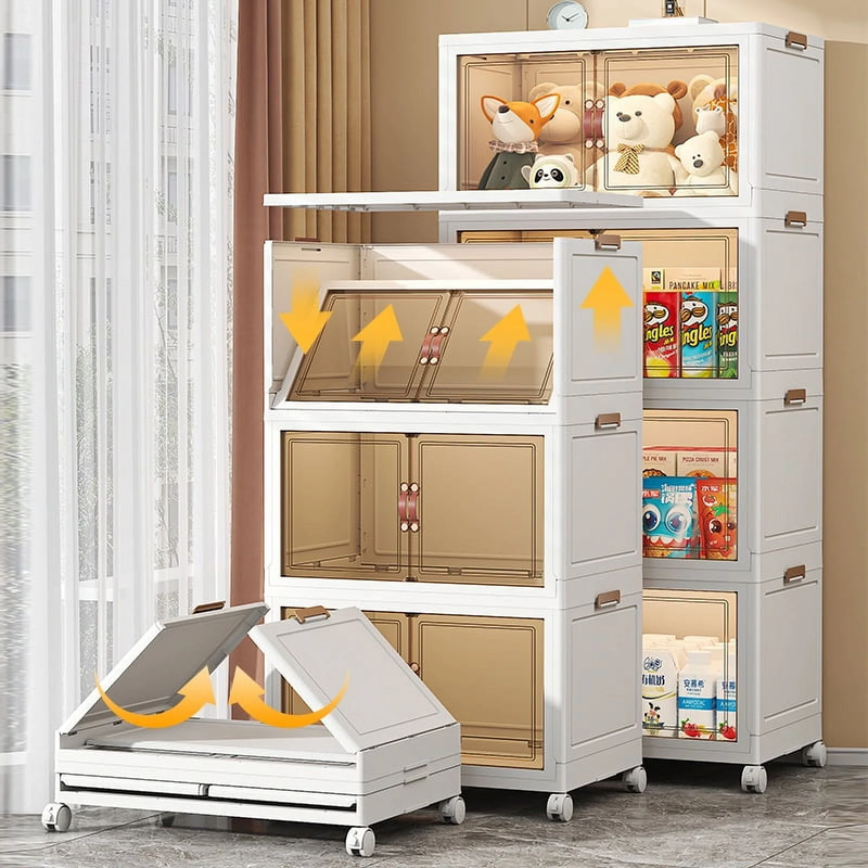 60QT Storage Bins with Lids - Folding Storage Box with Doors and Wheels, Collaps Item image 3