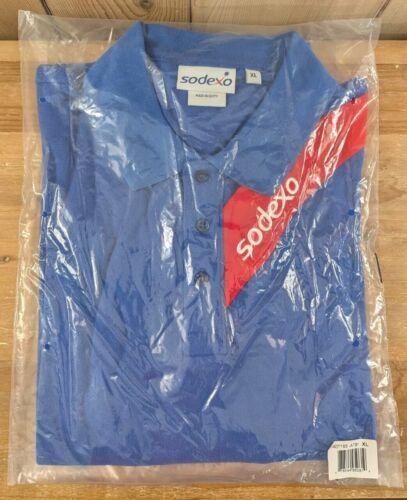 Sodexo Polo Shirt Men's XL Blue Employee Uniform Workwear Stretch Classic Fit