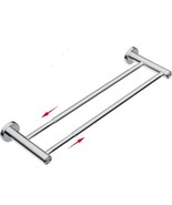 Adjustable 16 to 27.6 Inch Double Towel Bar Chrome Finished SUS304 Stain... - £10.23 GBP