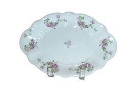 Antique MZ Austria Serving Tray Shallow Bowl Porcelain Pink Roses Oval - £55.19 GBP