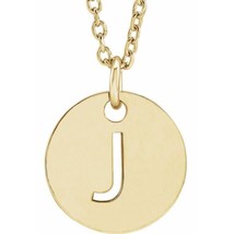 Precious Stars Unisex 14K Yellow Gold Initial J Dangle Disc Necklace - £255.56 GBP