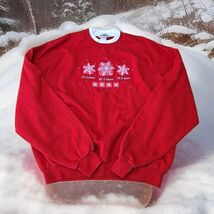 Top Stitch Morning Sun Vtg 90's Christmas Sweatshirt Womans Sz XL Single... - $33.41