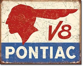 Pontiac V8 Car Dealer Service Parts Garage Retro Vintage Style Metal Tin... - £17.40 GBP
