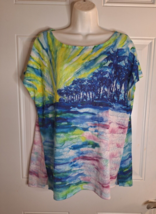 Art &amp; Sol by Ellen Negley Cap Sleeve Artsy Pullover Top Blouse Size XLarge - $14.24