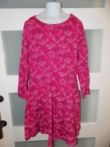 Lands&#39; End Pink Bird Print Long Sleeve Dress Size 7 (S) Girl&#39;s READ BELOW - £16.02 GBP
