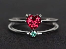 Arenaworld 925 Sterling Silver Certified 3.50 Ctw Ruby Gemstone Heart Shape Hand - £40.52 GBP