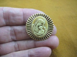 (CS13-26) MADONNA Mary baby Jesus ivory + yellow oval CAMEO Pin Pendant Jewelry - £22.78 GBP