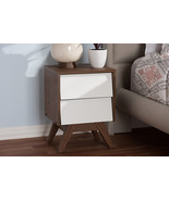 Camino White and Walnut Wood 2-Drawer Storage Nightstand - $2,084.52 MXN