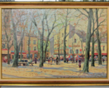 Impressionist Autumn Cityscape Early 20th-Century Oil on Canvas Framed S... - $2,474.01