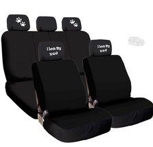 For Jeep New 4X I Love My Dog Paws Logo Headrest With Black Cloth Seat Covers - £31.23 GBP