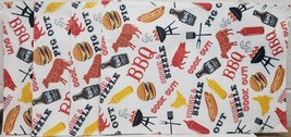 Set Of 4 Fabric Cotton Placemats (13&quot;x19&quot;) Summer Picnik, Cook Out,Bbq Items, Lt - £14.23 GBP
