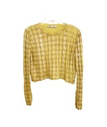 Zara Yellow Metallic Effect Plaid Cable Knit Cropped Sweater Small - $49.29 CAD