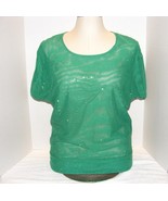 GRAYSE GREEN WITH SEQUINS DESIGN CAP SLEEVE TOP SIZE M GUC - £30.84 GBP
