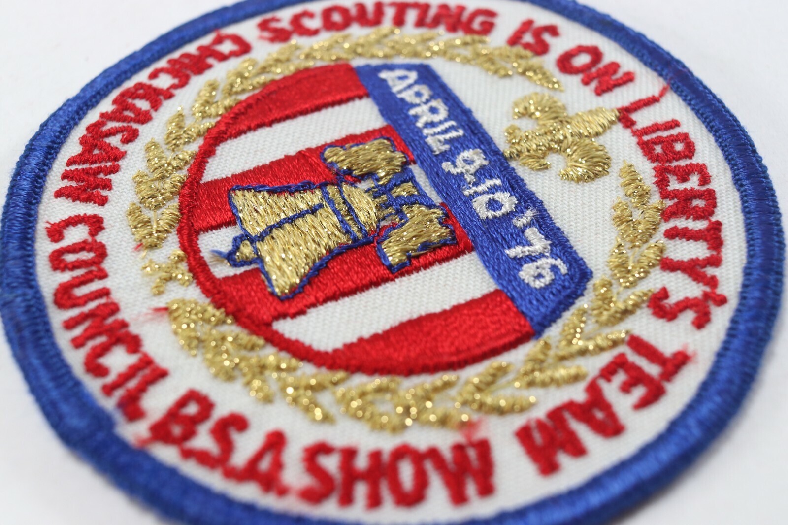 Vtg Red 1976 April 9-10th Show Chickasaw Council Boy Scouts of America BSA Patch Item image 2